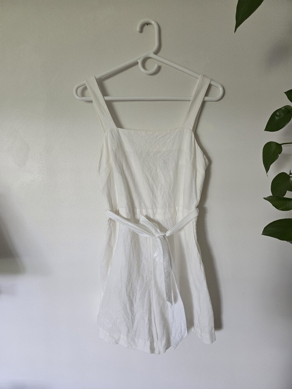 Los Angeles Atelier & Other Stories Size 4 Ivory Cotton Linen Sleeveless Romper